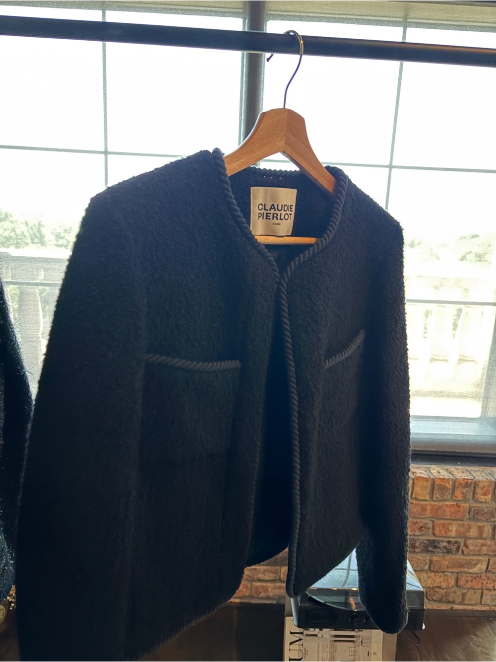 Claudie Pierlot Black Bouclé Collarless Jacket